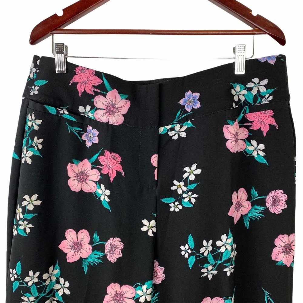 NWT Lane Bryant Black Floral Wide Leg Pants